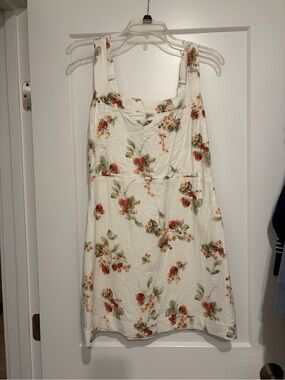 Abercrombie & Fitch White Mini Dress with Red Floral Print